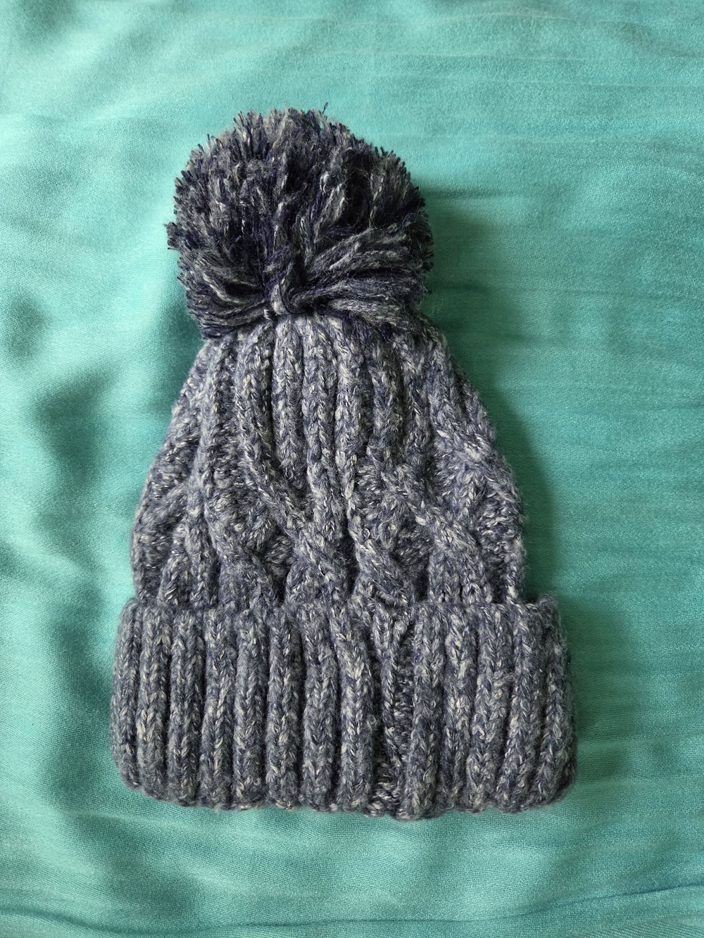 Gray Knitted Pom-Pom Beanie Hat